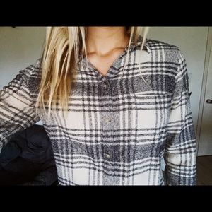 Gray/White Checkered American Eagle Flannel Size S